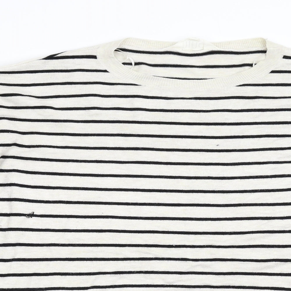 Savannah Miller Womens Beige Striped Knit Pullover Jumper Size 14