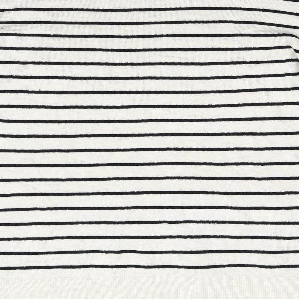 Savannah Miller Womens Beige Striped Knit Pullover Jumper Size 14