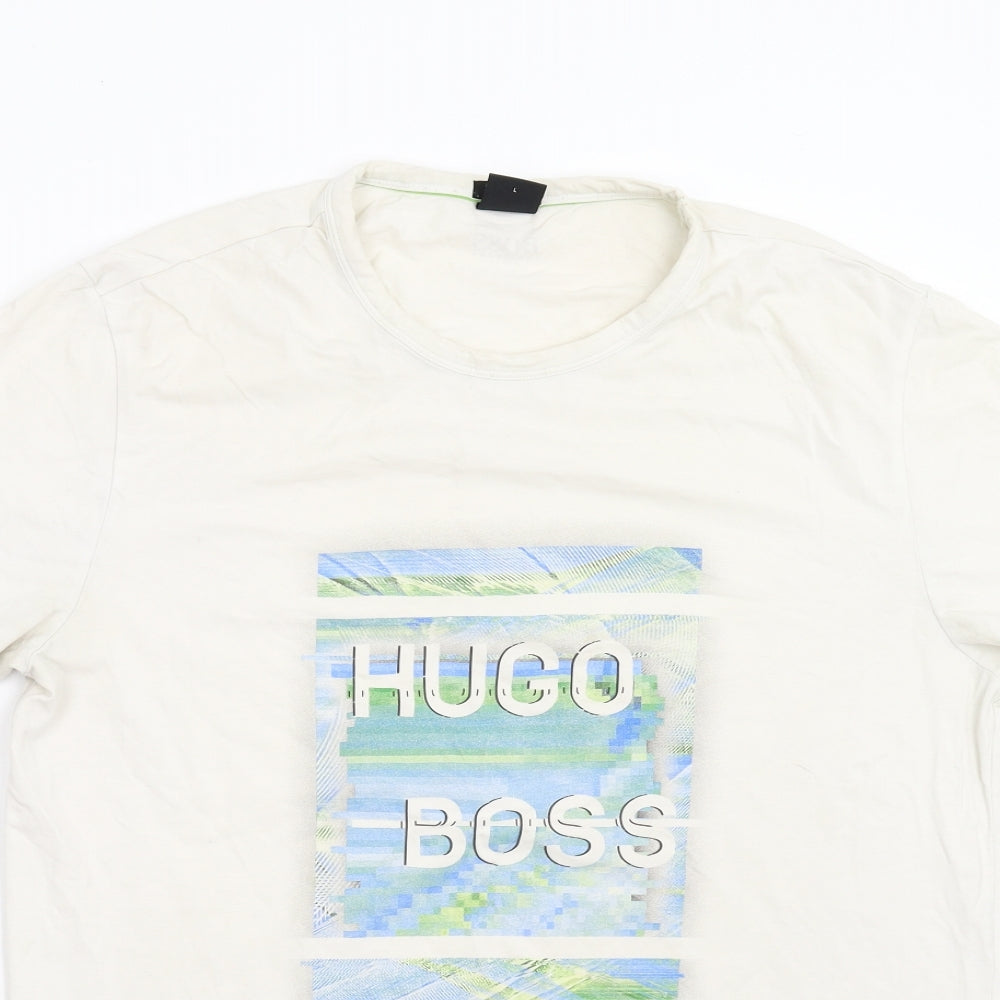 Hugh Boss Mens White    T-Shirt Size L