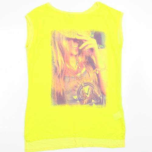 Brave Soul Womens Yellow   Basic T-Shirt Size L