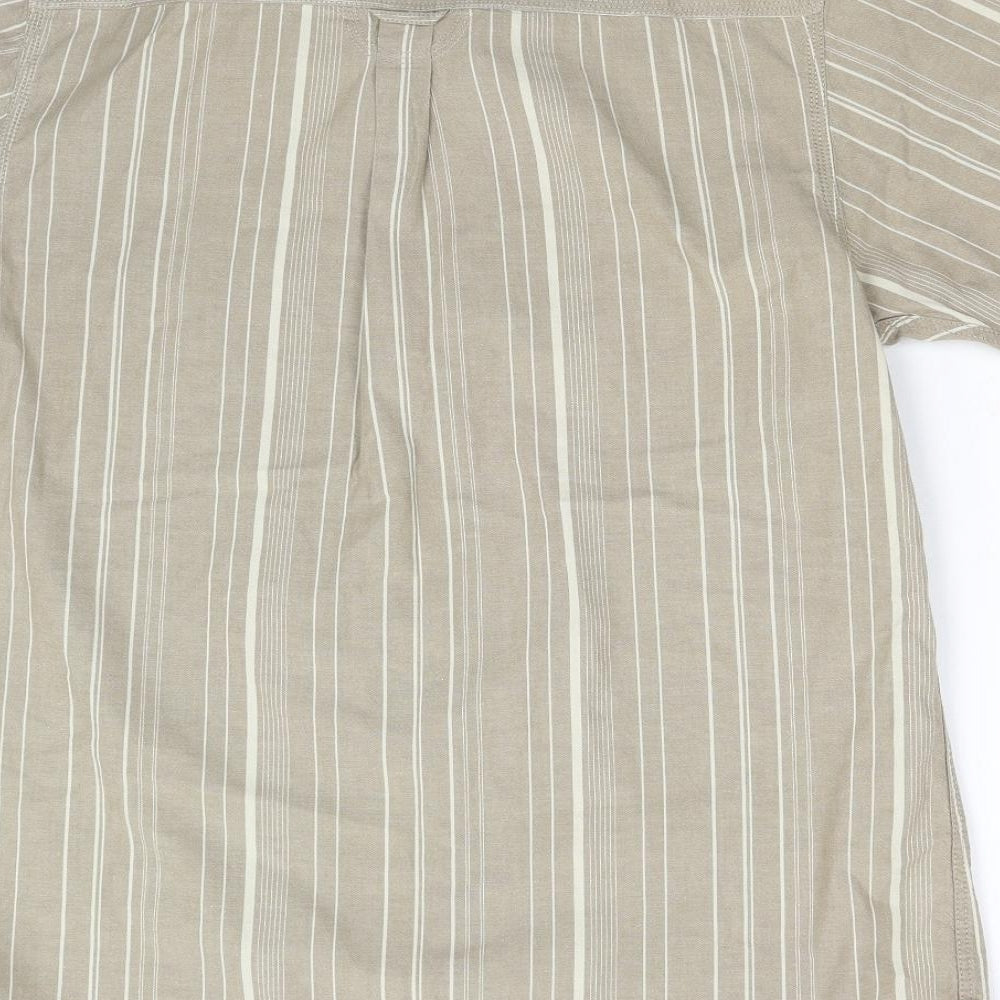 George Mens Brown Striped   Button-Up Size L
