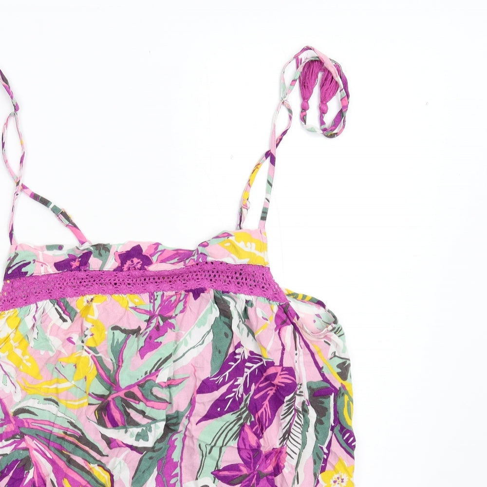 Keep Well Womens Pink Floral  Basic Tank Size 14