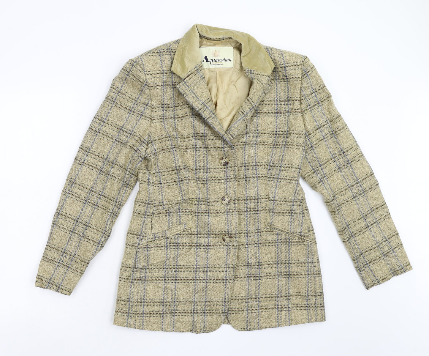 Aquascutum Womens Yellow Check  Jacket Blazer Size 10
