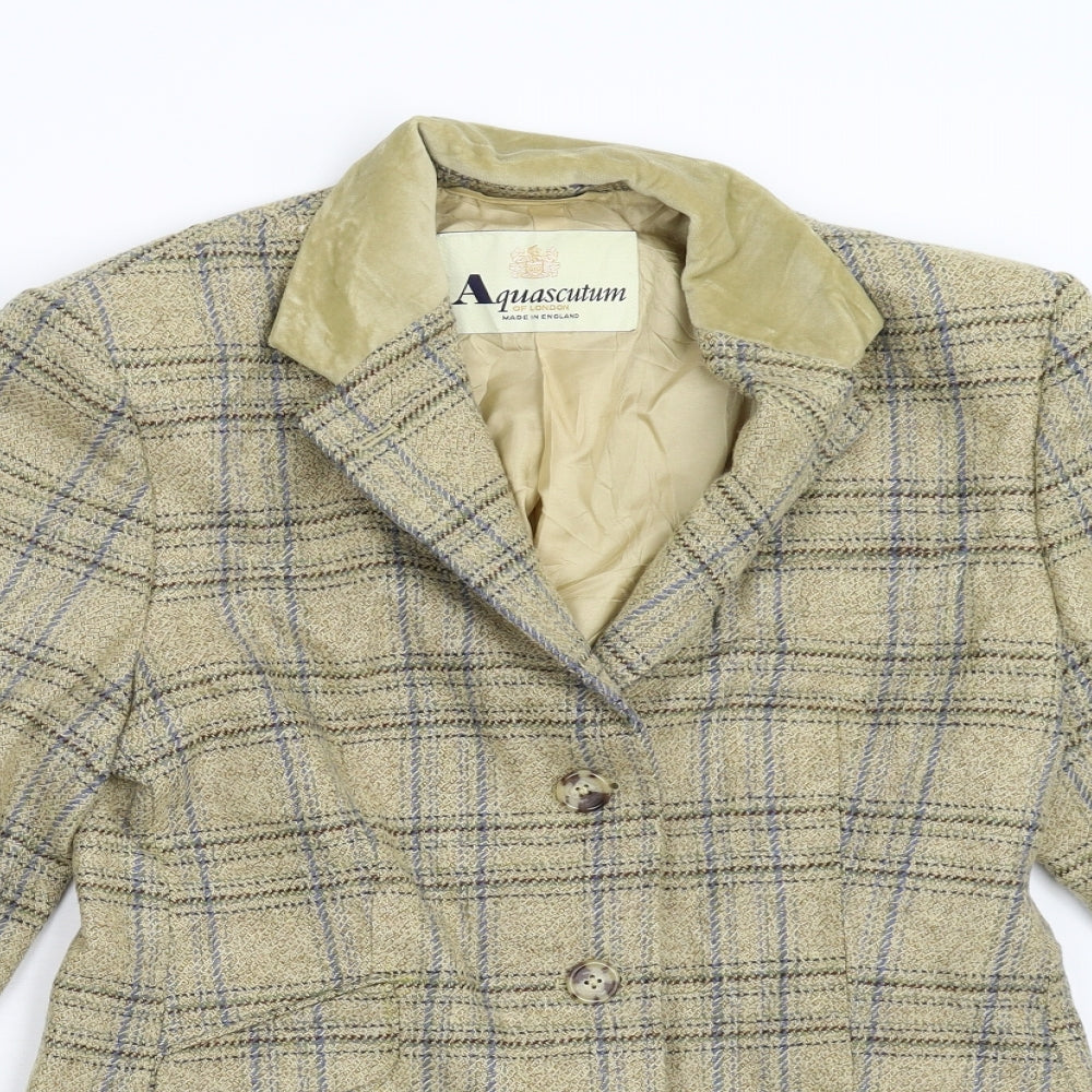 Aquascutum Womens Yellow Check  Jacket Blazer Size 10