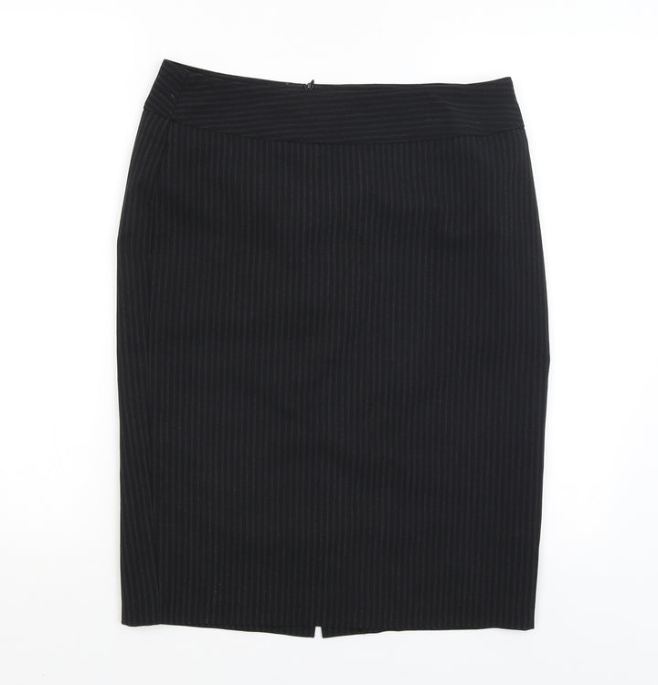 F&F Womens Black Striped  Straight & Pencil Skirt Size 10