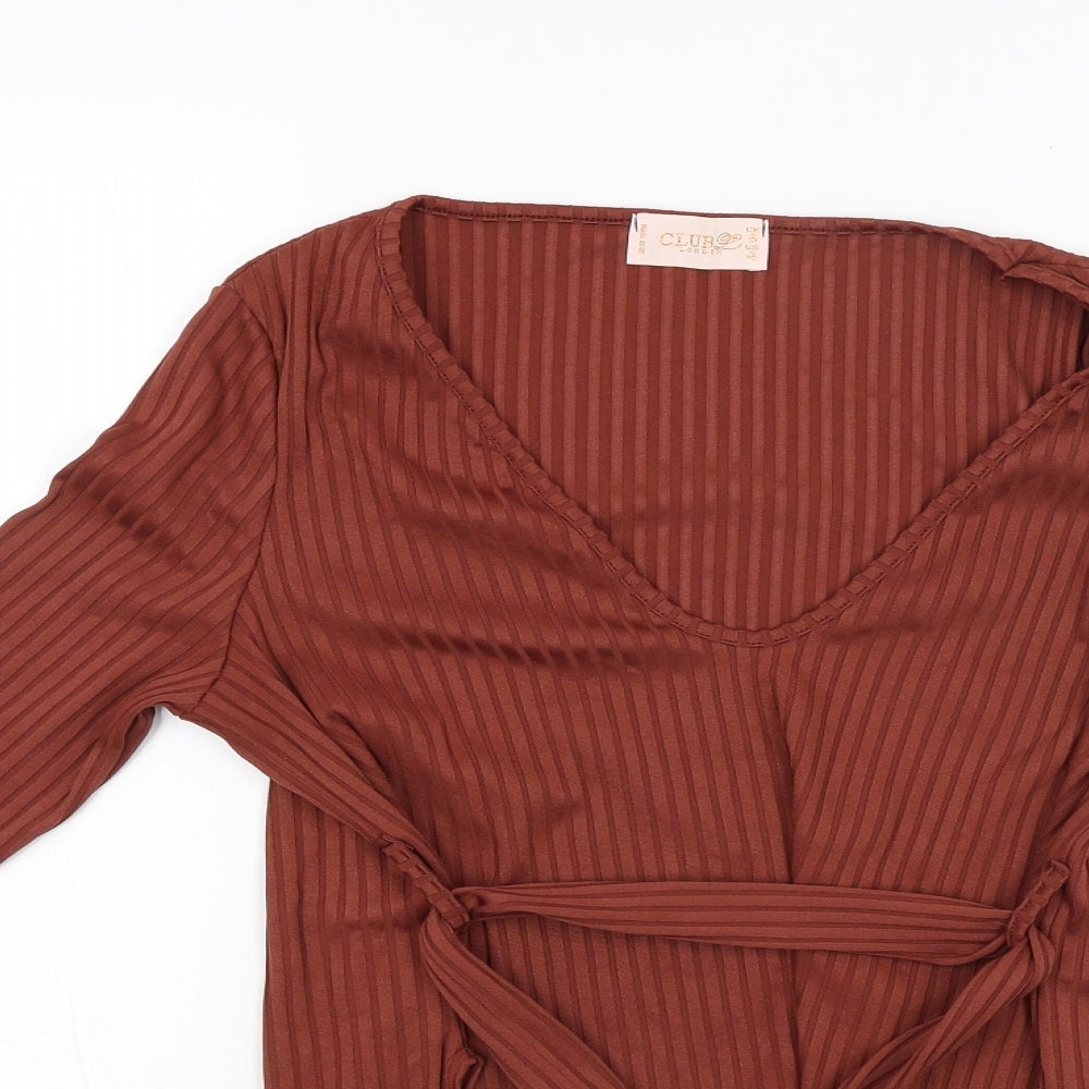 Club London Womens Brown   Basic Blouse Size 8