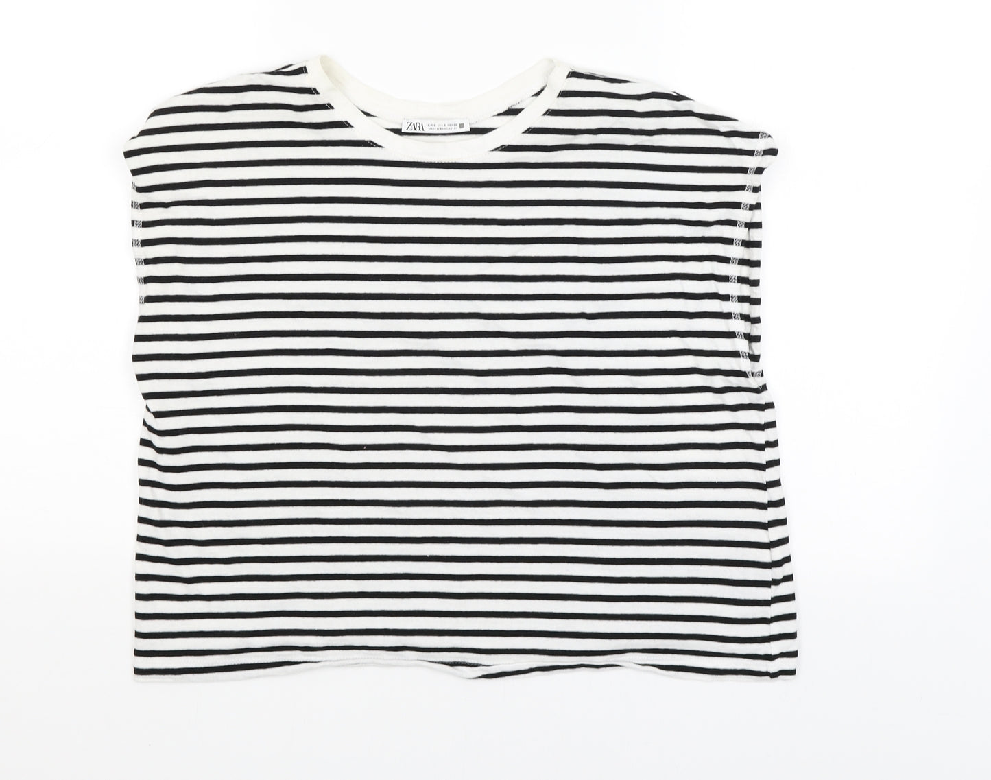 Zara Womens Black Striped  Basic T-Shirt Size S