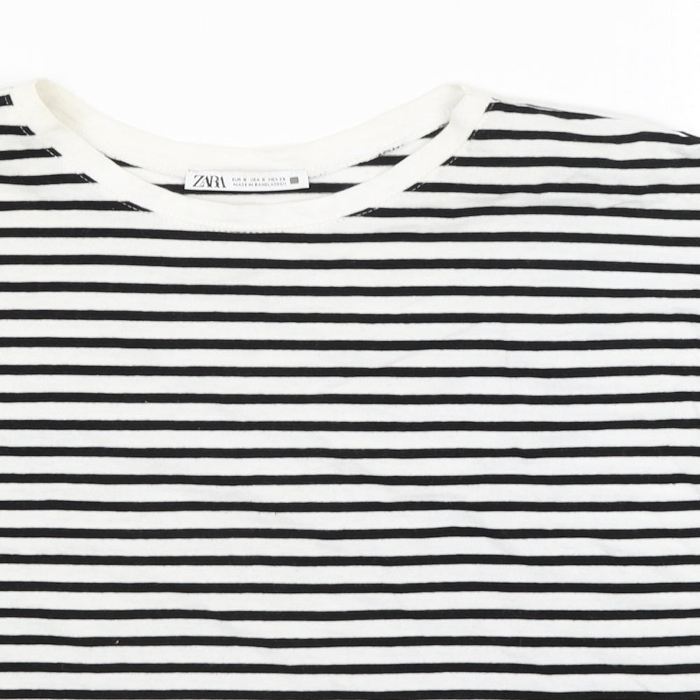 Zara Womens Black Striped  Basic T-Shirt Size S