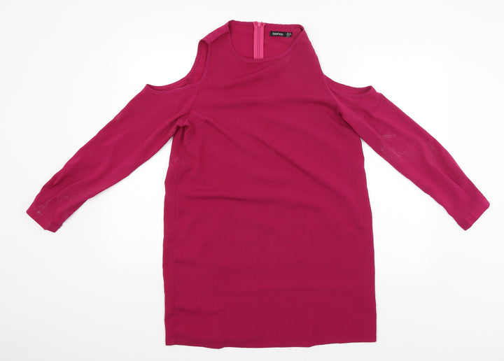 Boohoo Womens Pink Basic Blouse Size 12