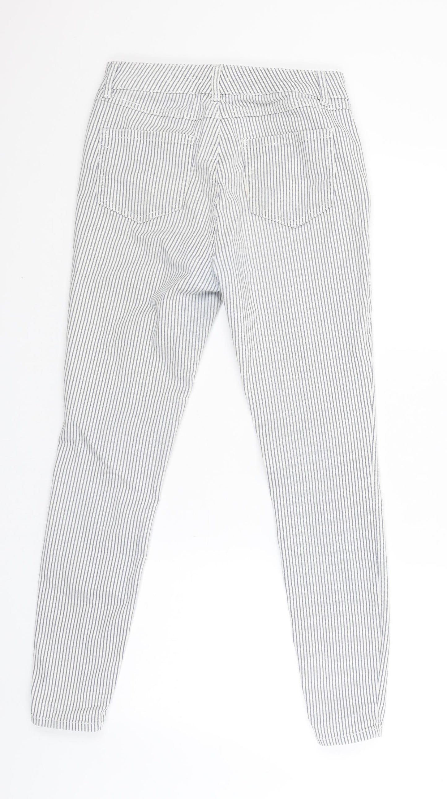 TU Womens White Striped  Cargo Trousers Size 10 L27 in