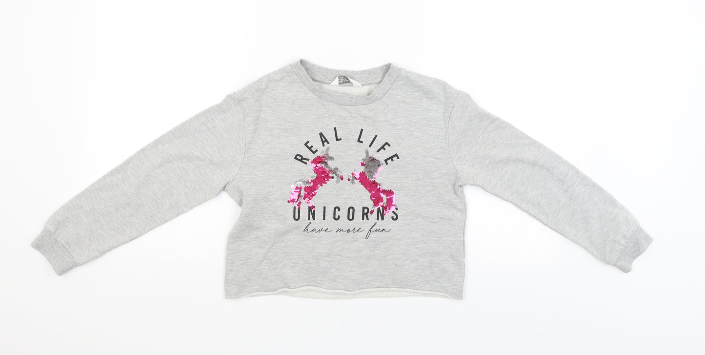 Primark Girls Grey   Pullover Jumper Size 9-10 Years