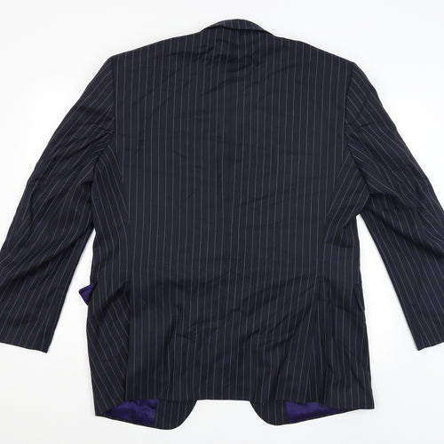 Preworn Mens Black Striped  Jacket Blazer Size 44