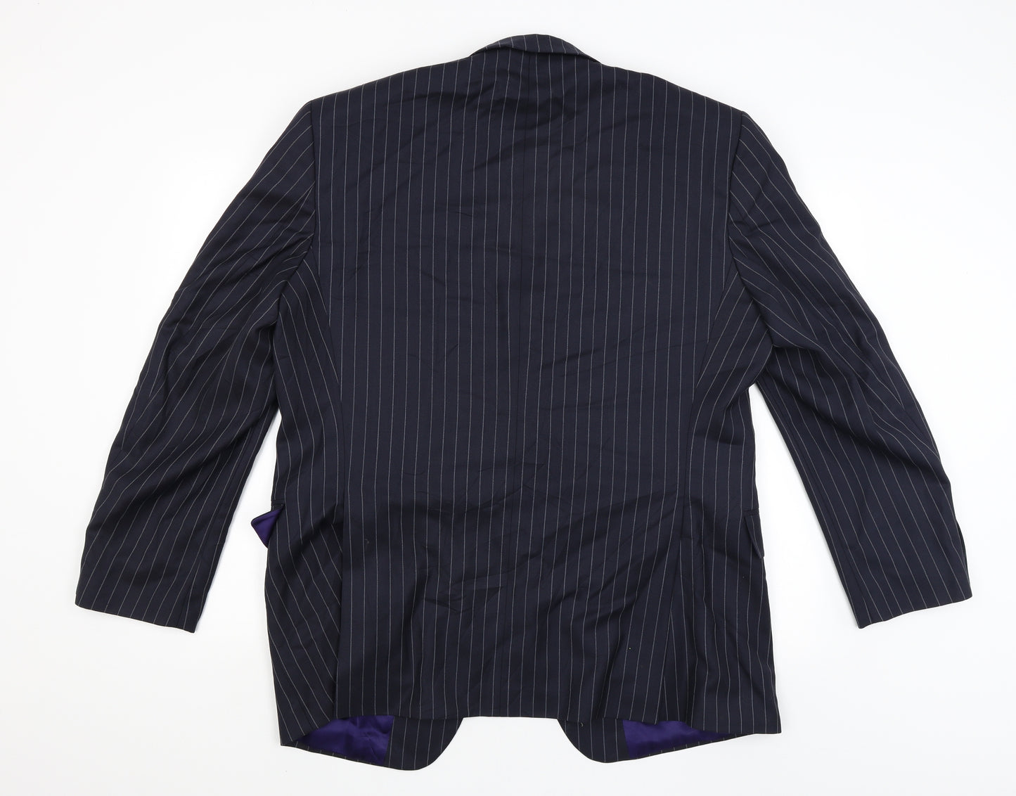 Preworn Mens Black Striped  Jacket Blazer Size 44