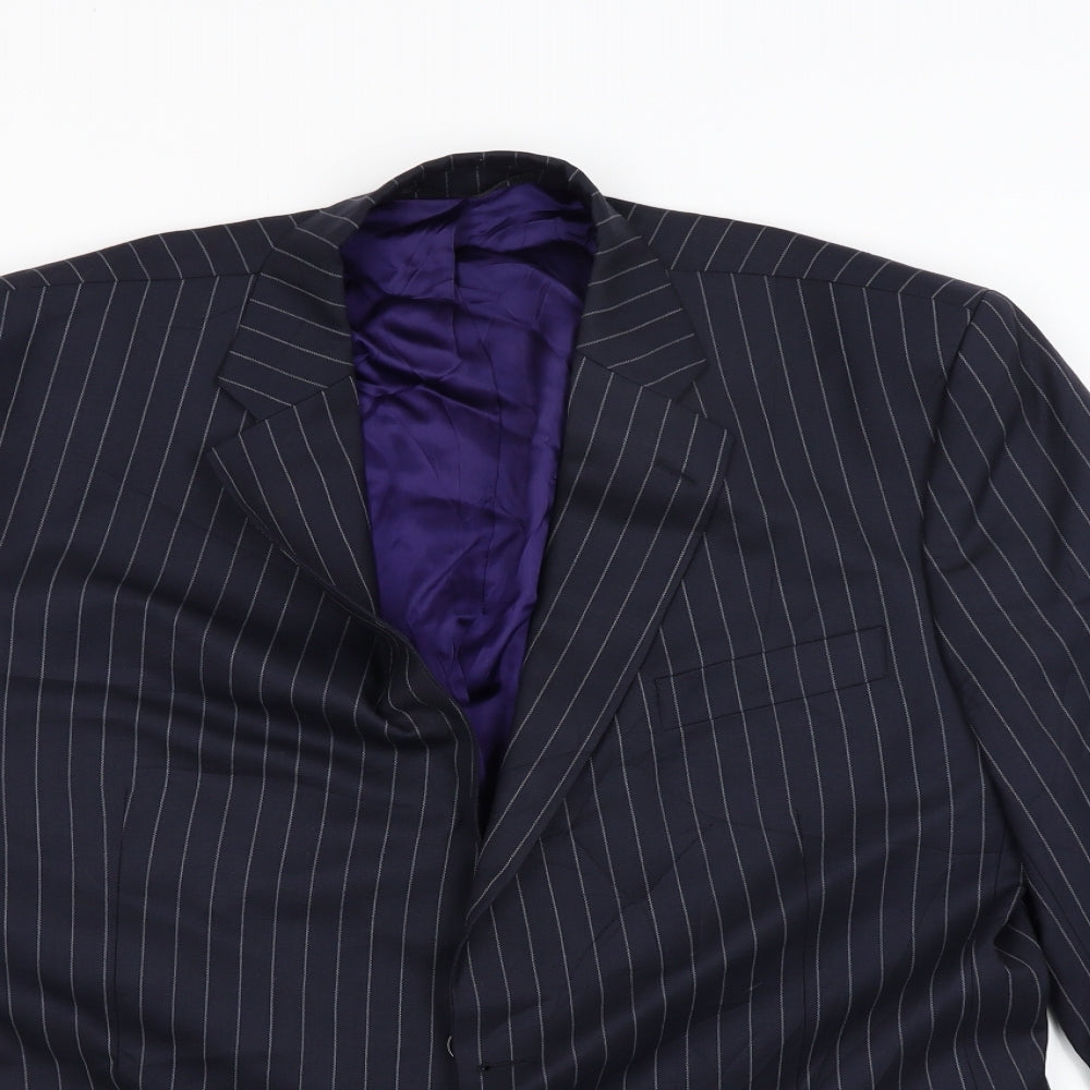 Preworn Mens Black Striped  Jacket Blazer Size 44
