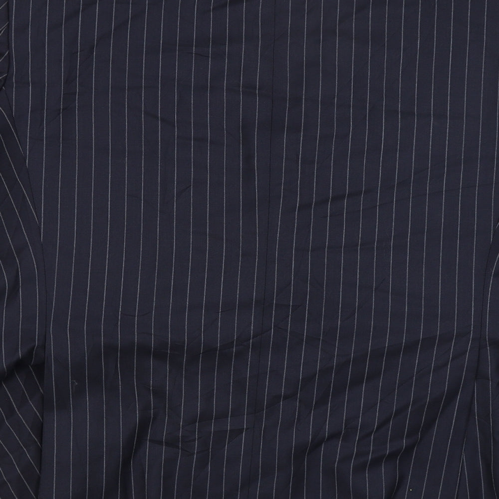 Preworn Mens Black Striped  Jacket Blazer Size 44