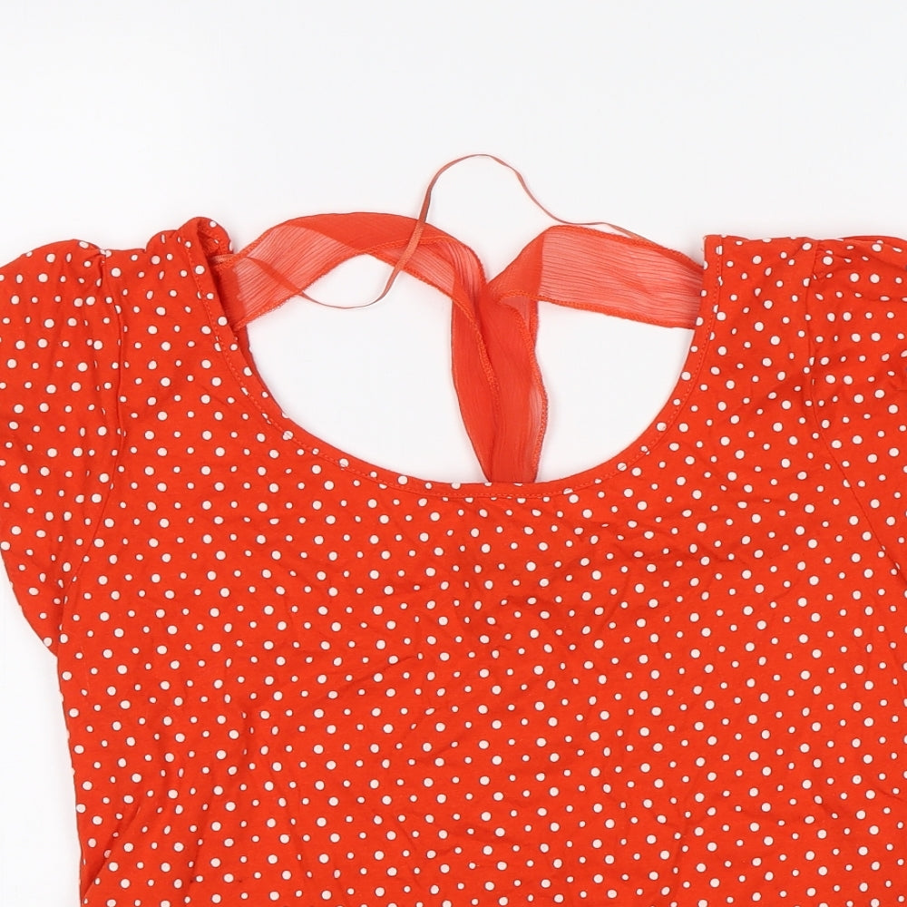 George Womens Red Polka Dot  Basic Blouse Size 18