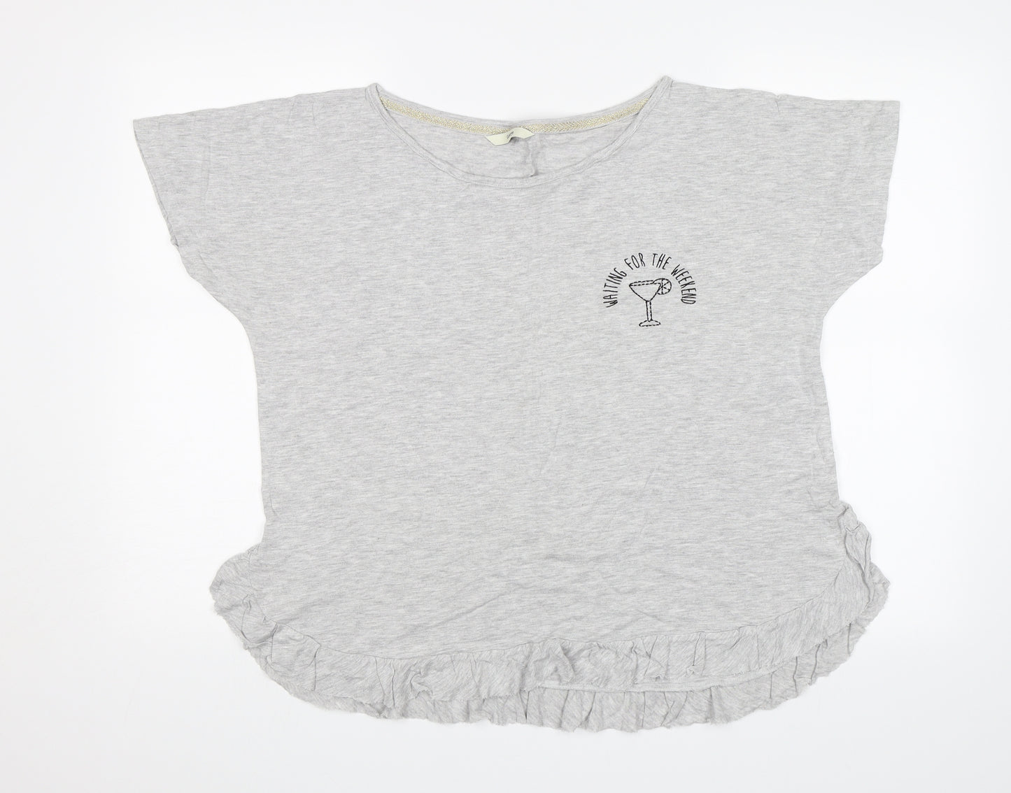 George Womens Grey   Basic T-Shirt Size 14  - Waiting for the weekend