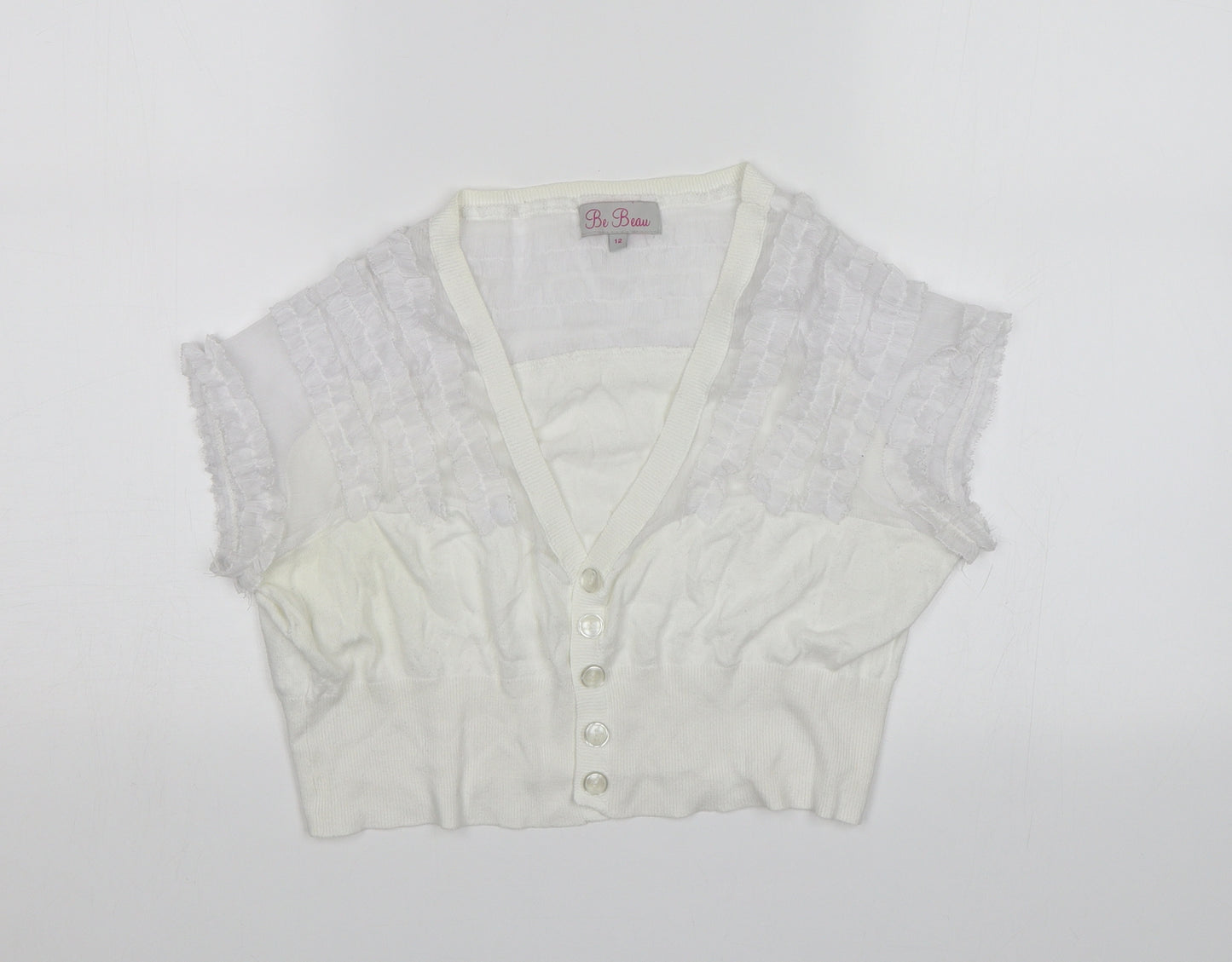 Be Beau Womens White   Cardigan Jumper Size 12
