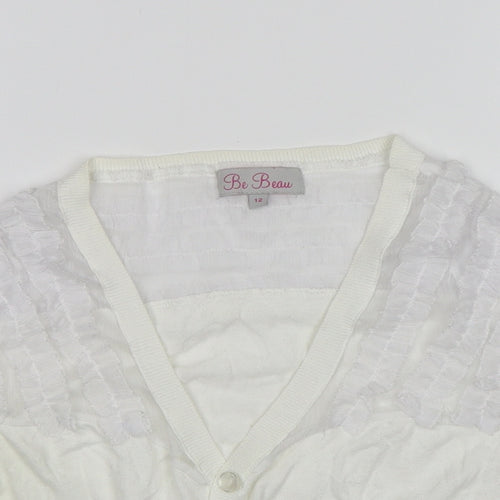 Be Beau Womens White   Cardigan Jumper Size 12