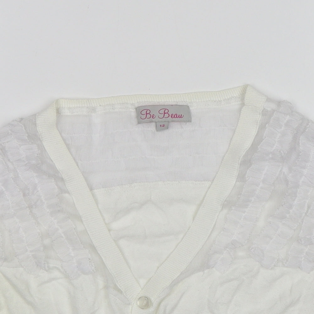 Be Beau Womens White   Cardigan Jumper Size 12