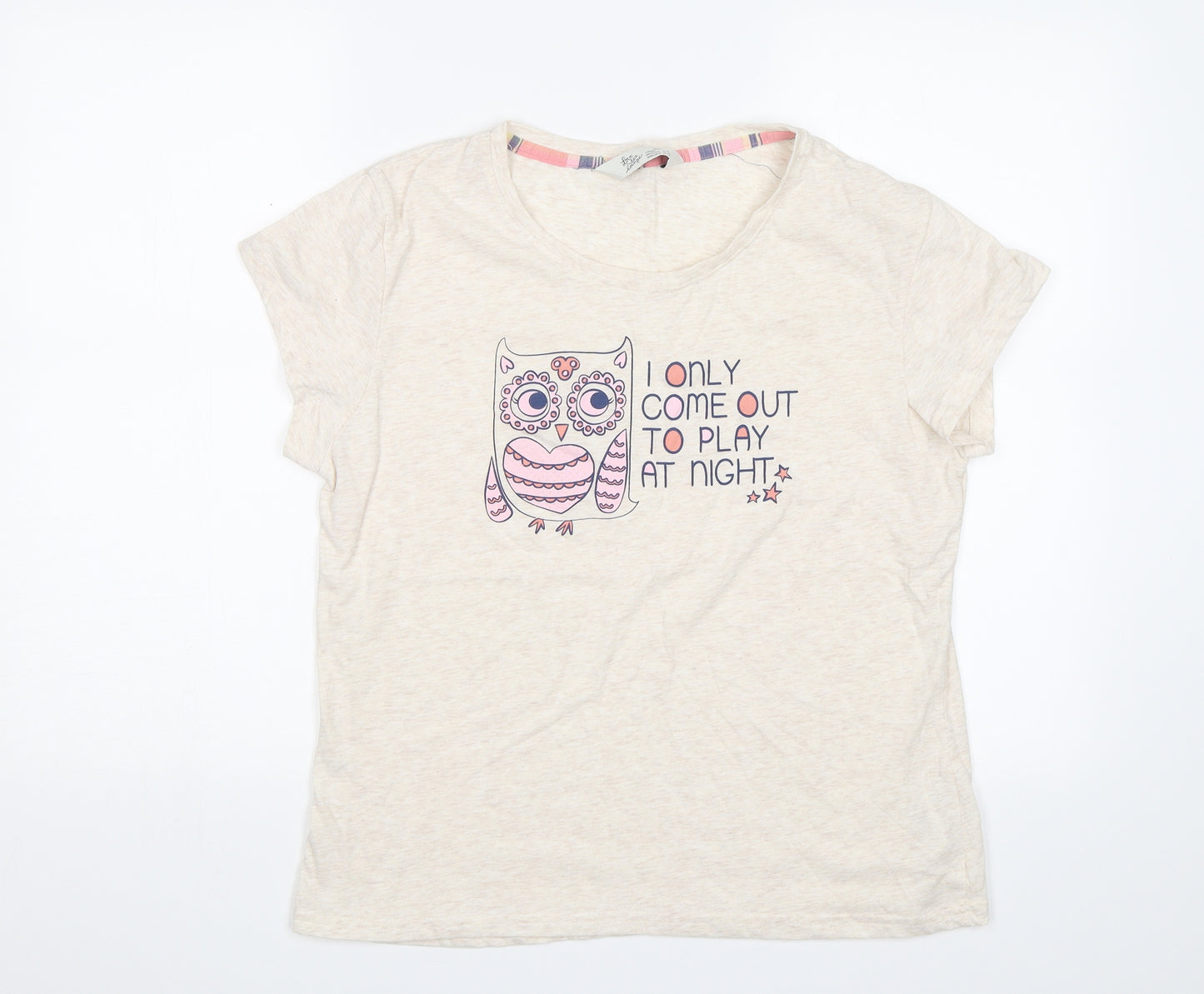 Love to Lounge Womens Beige Solid  Top Pyjama Top Size M  - Owl