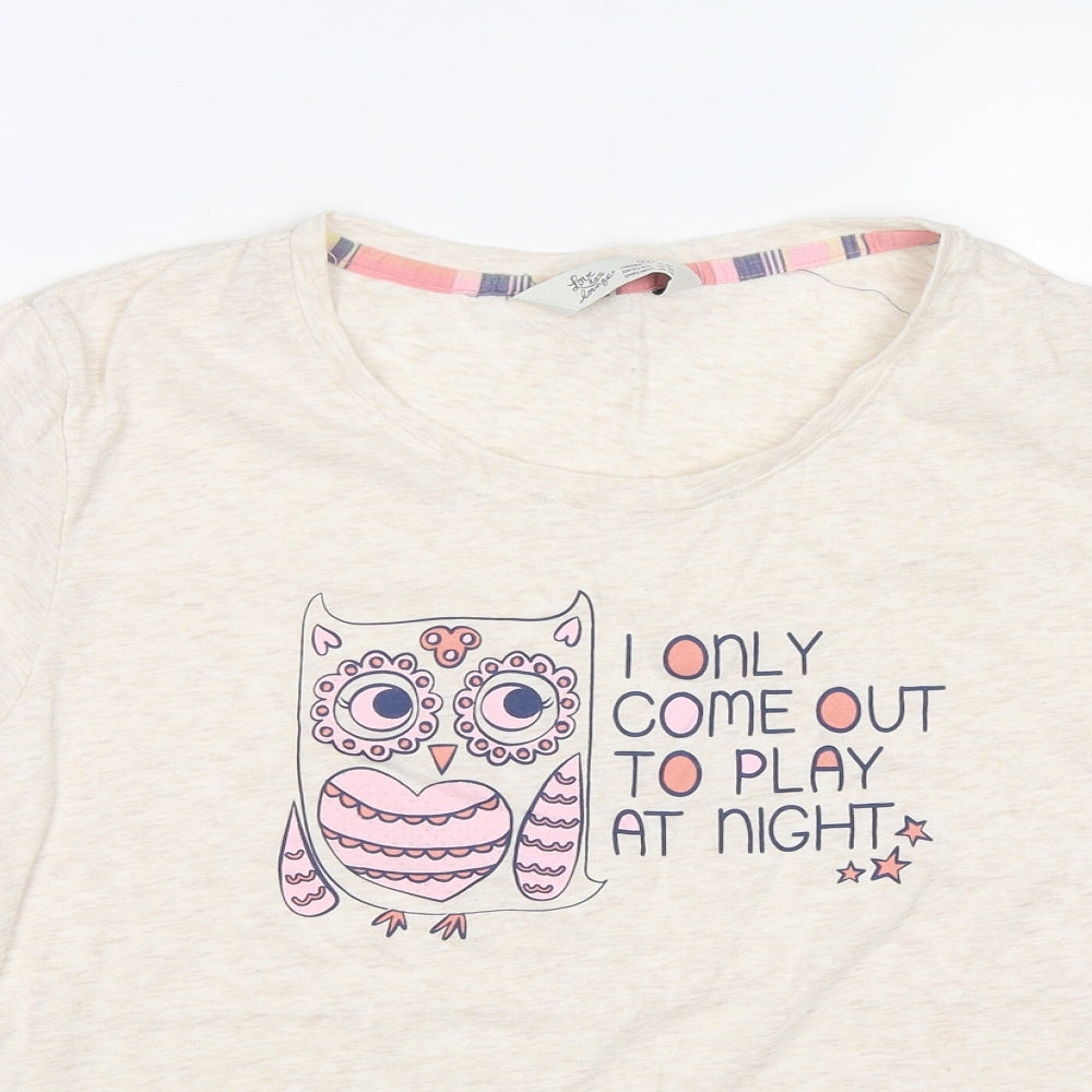 Love to Lounge Womens Beige Solid  Top Pyjama Top Size M  - Owl
