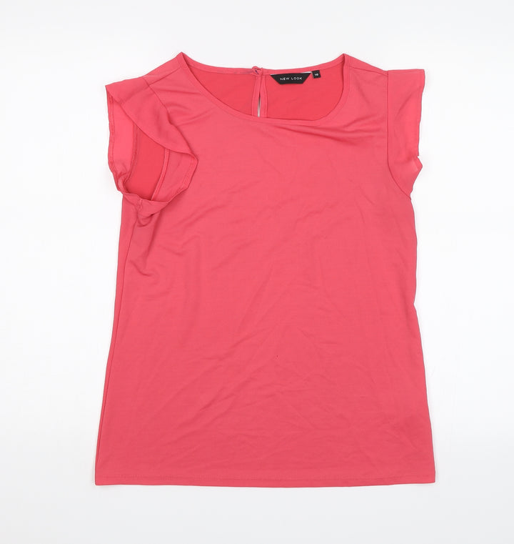 New Look Womens Pink Basic Blouse Size 10