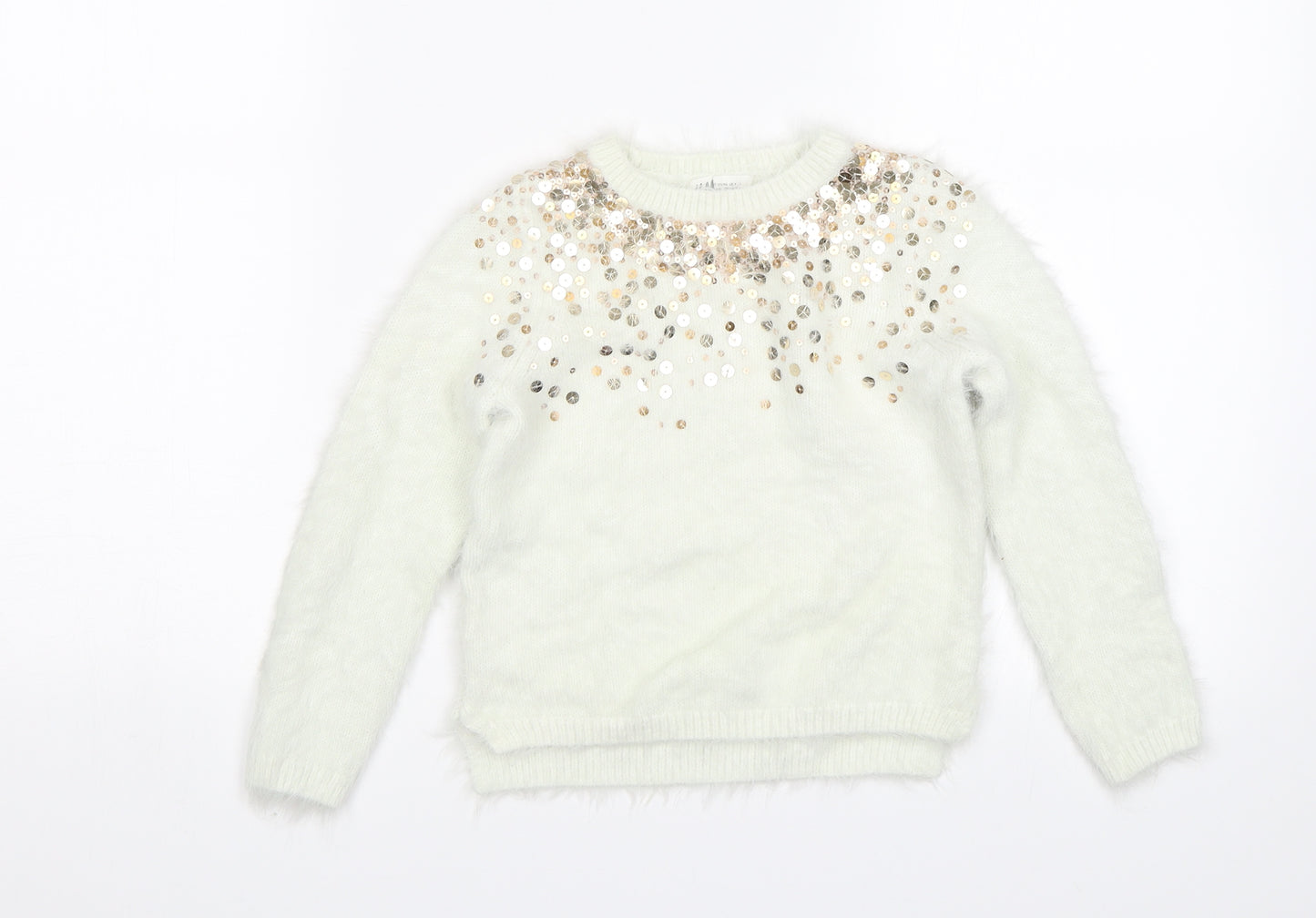 H&M Girls White   Pullover Jumper Size 5-6 Years