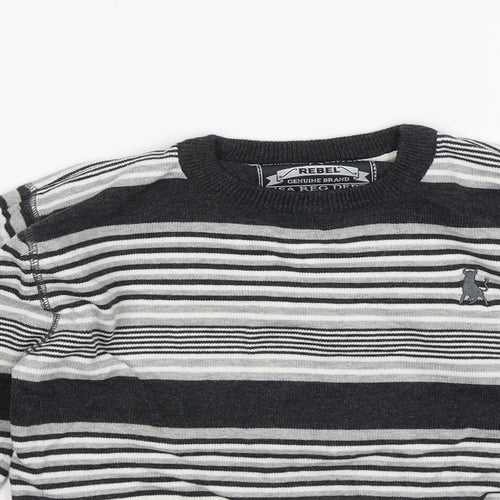 Primark Boys Grey Striped  Pullover Jumper Size 6-7 Years