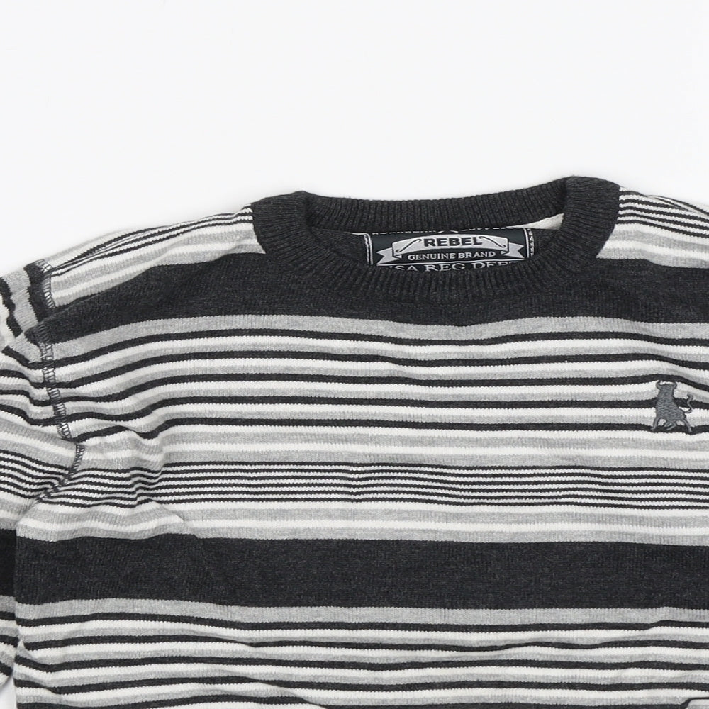 Primark Boys Grey Striped  Pullover Jumper Size 6-7 Years