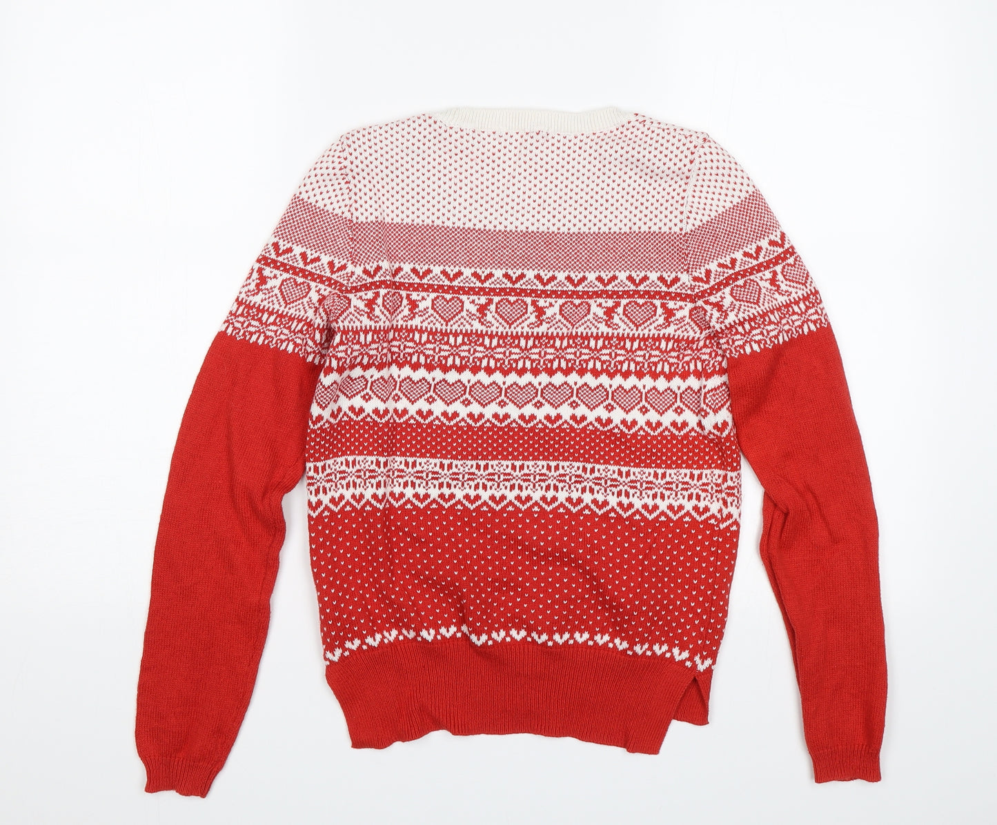 TU Womens Red Fair Isle  Pullover Jumper Size 8