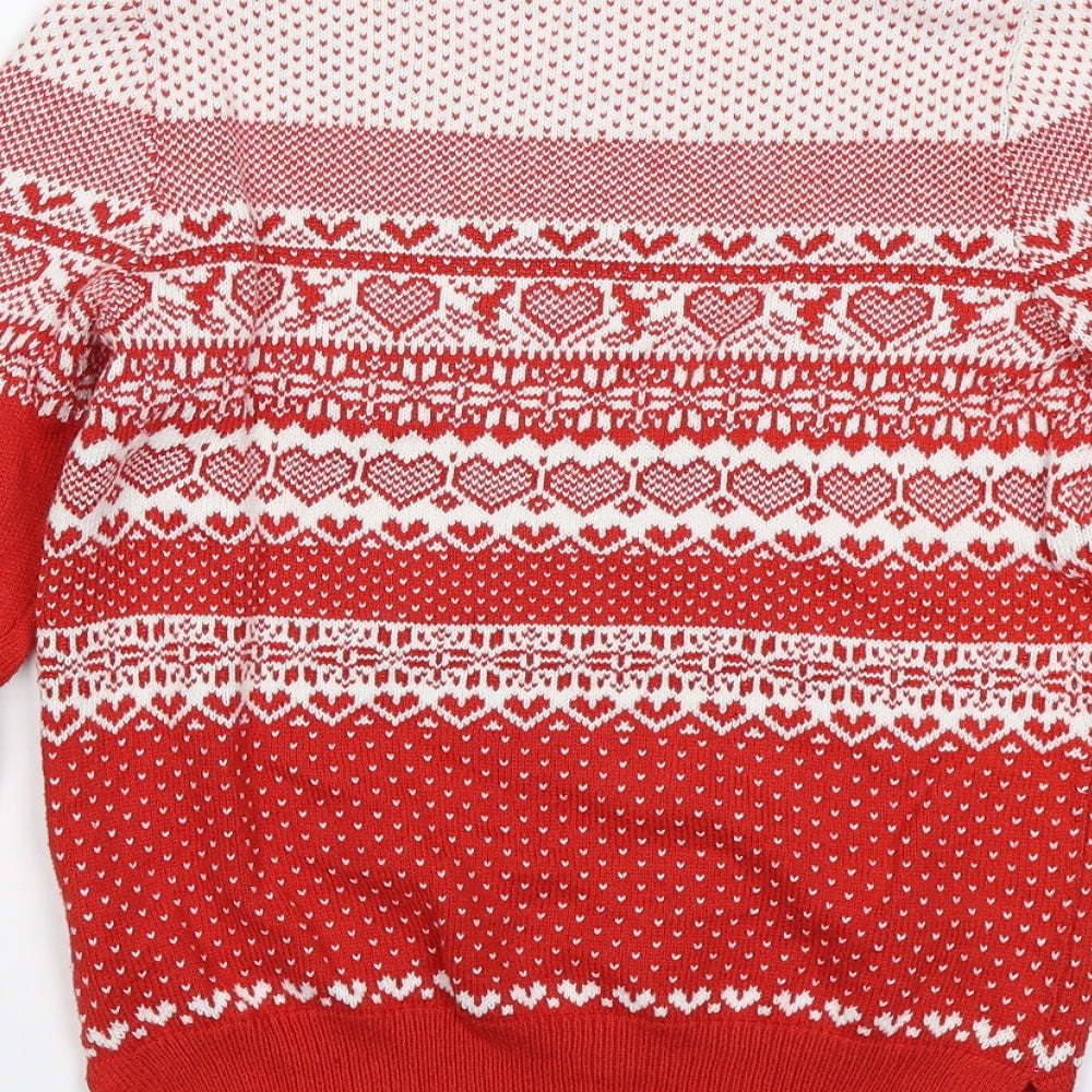 TU Womens Red Fair Isle  Pullover Jumper Size 8