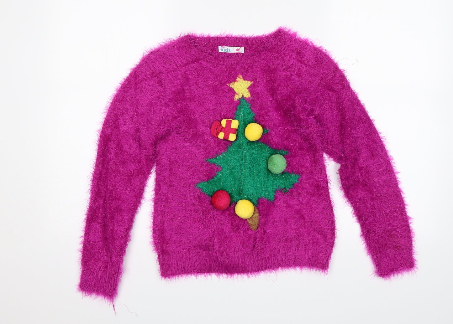 M&Co Girls Pink   Pullover Jumper Size 9-10 Years  - Christmas jumper