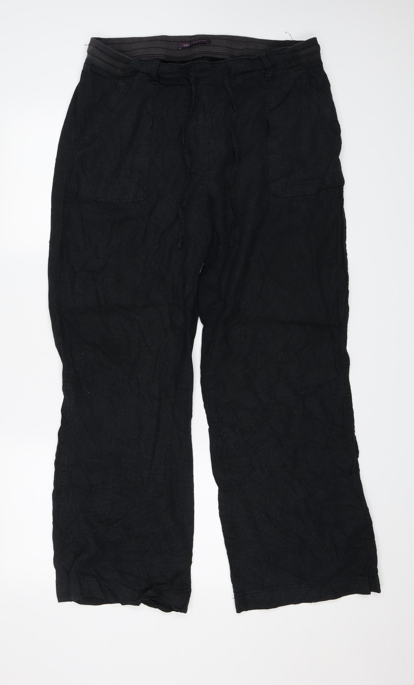 M&S Womens Black   Trousers  Size 14 L26 in