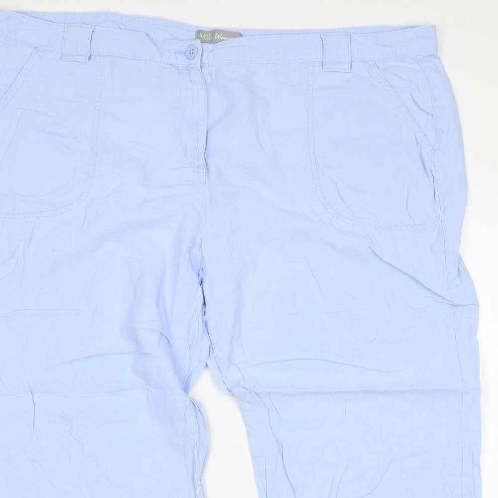 M&S Womens Blue   Trousers  Size 24 L25 in