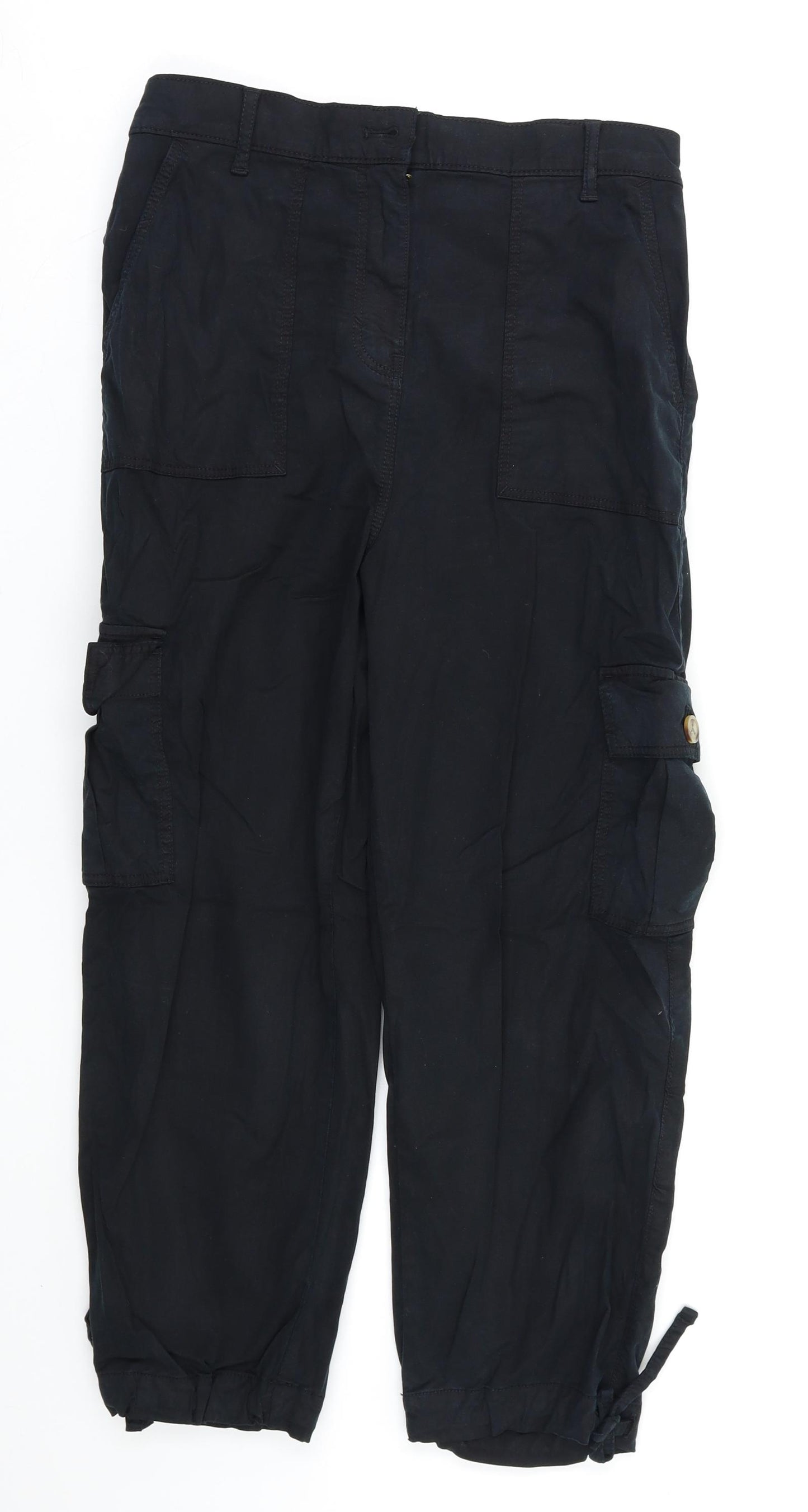 M&S Womens Black   Cargo Trousers Size 10 L21 in