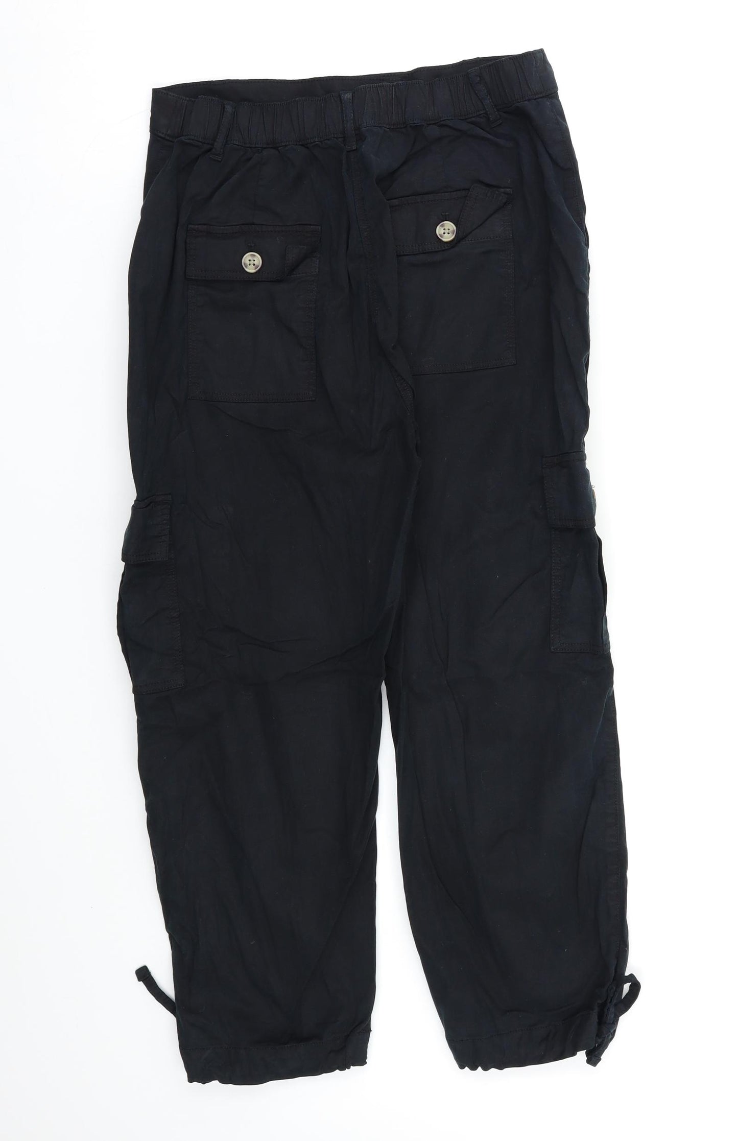 M&S Womens Black   Cargo Trousers Size 10 L21 in