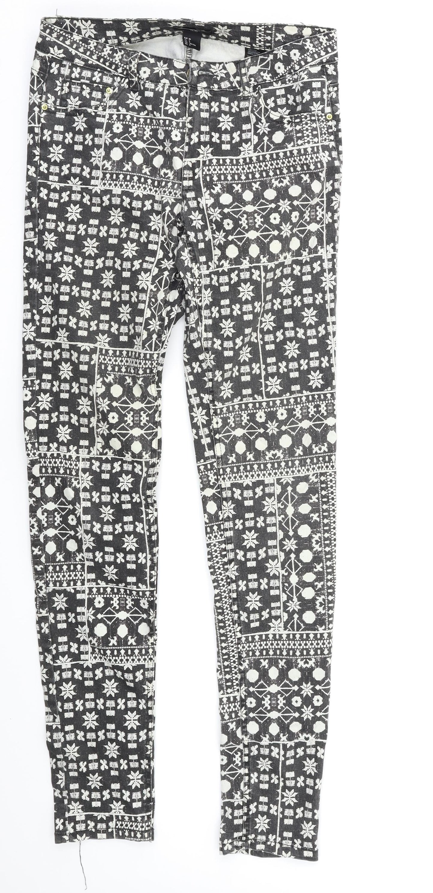 H&M Womens Multicoloured Geometric  Jegging Jeans Size 10 L29 in