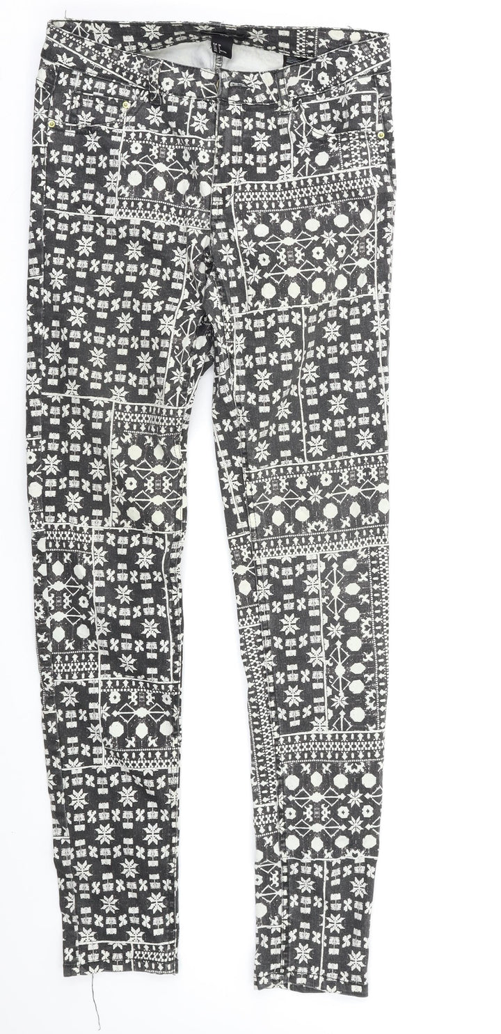 H&M Womens Multicoloured Geometric  Jegging Jeans Size 10 L29 in