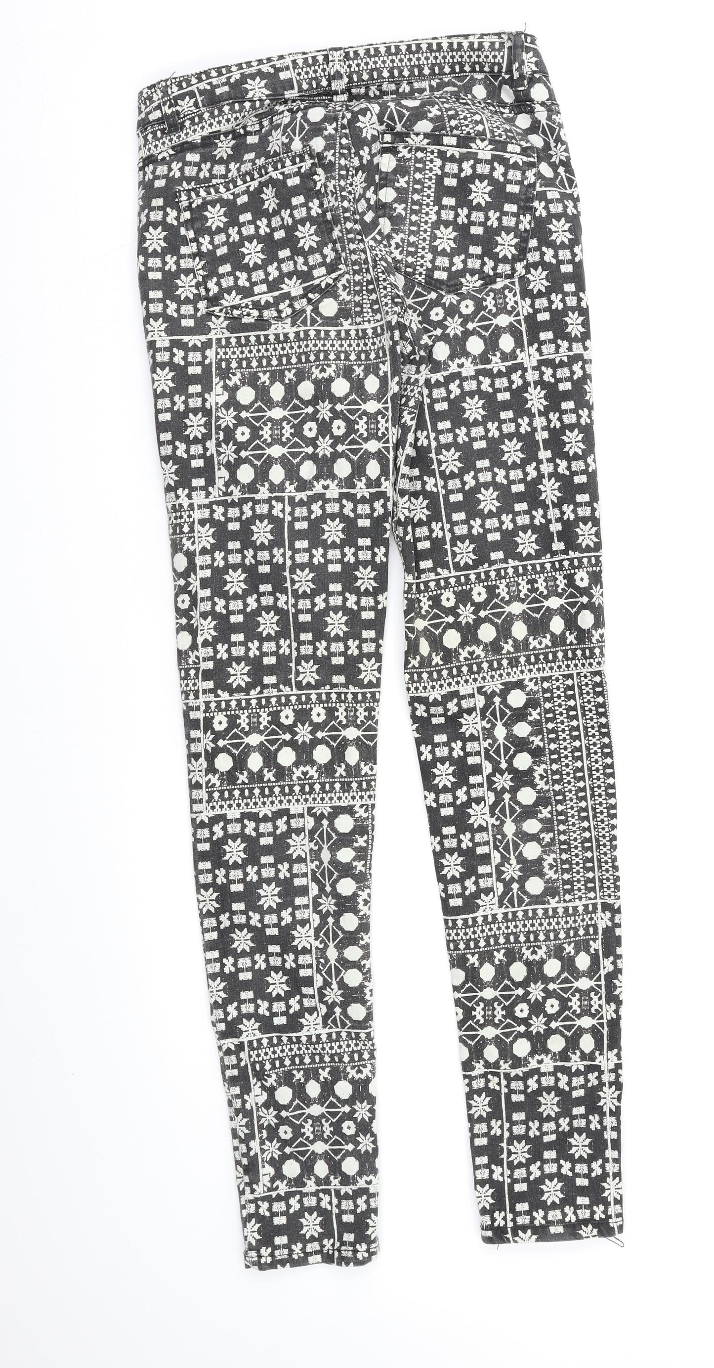 H&M Womens Multicoloured Geometric  Jegging Jeans Size 10 L29 in