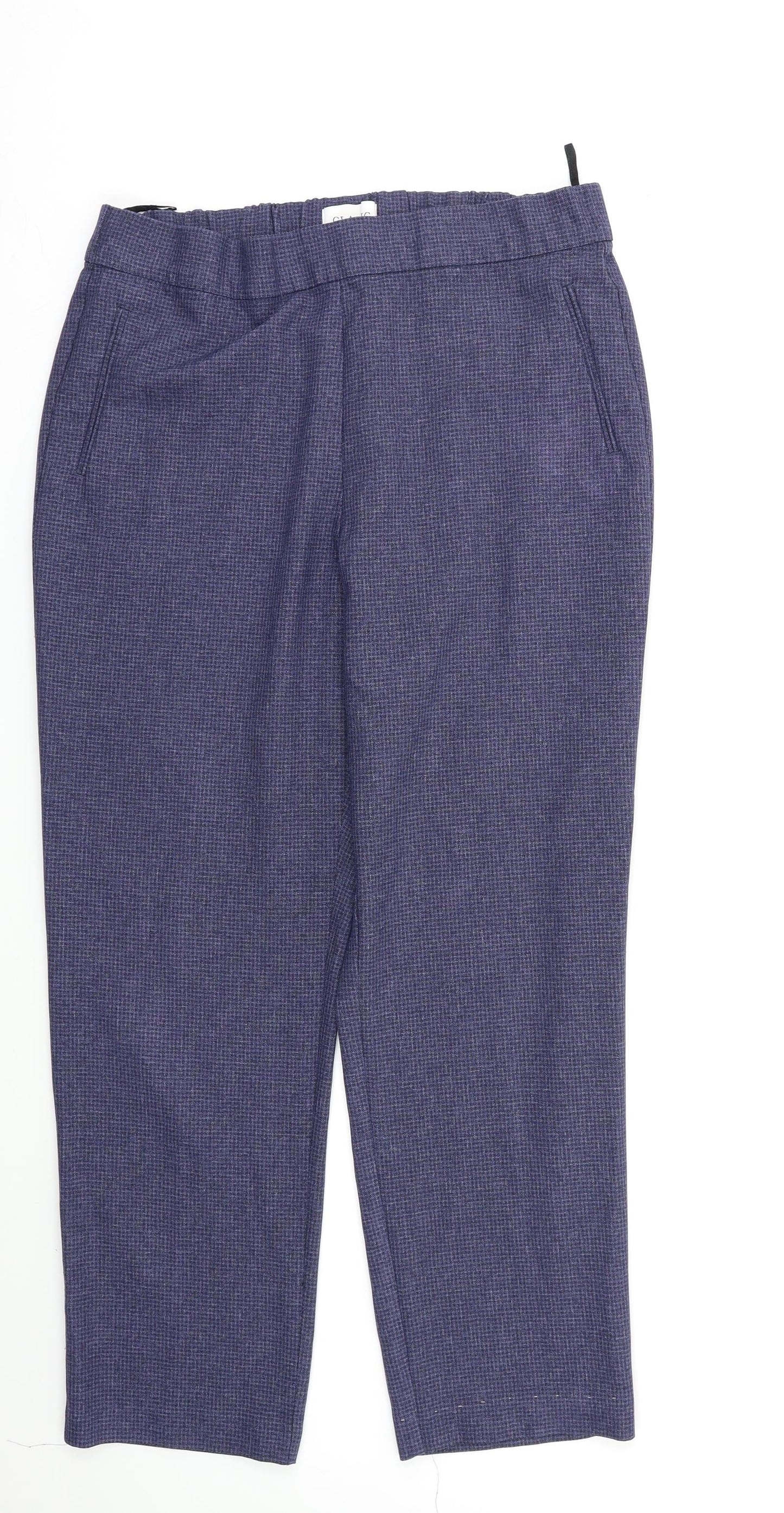 M&S Womens Blue Check  Trousers  Size 16 L25 in