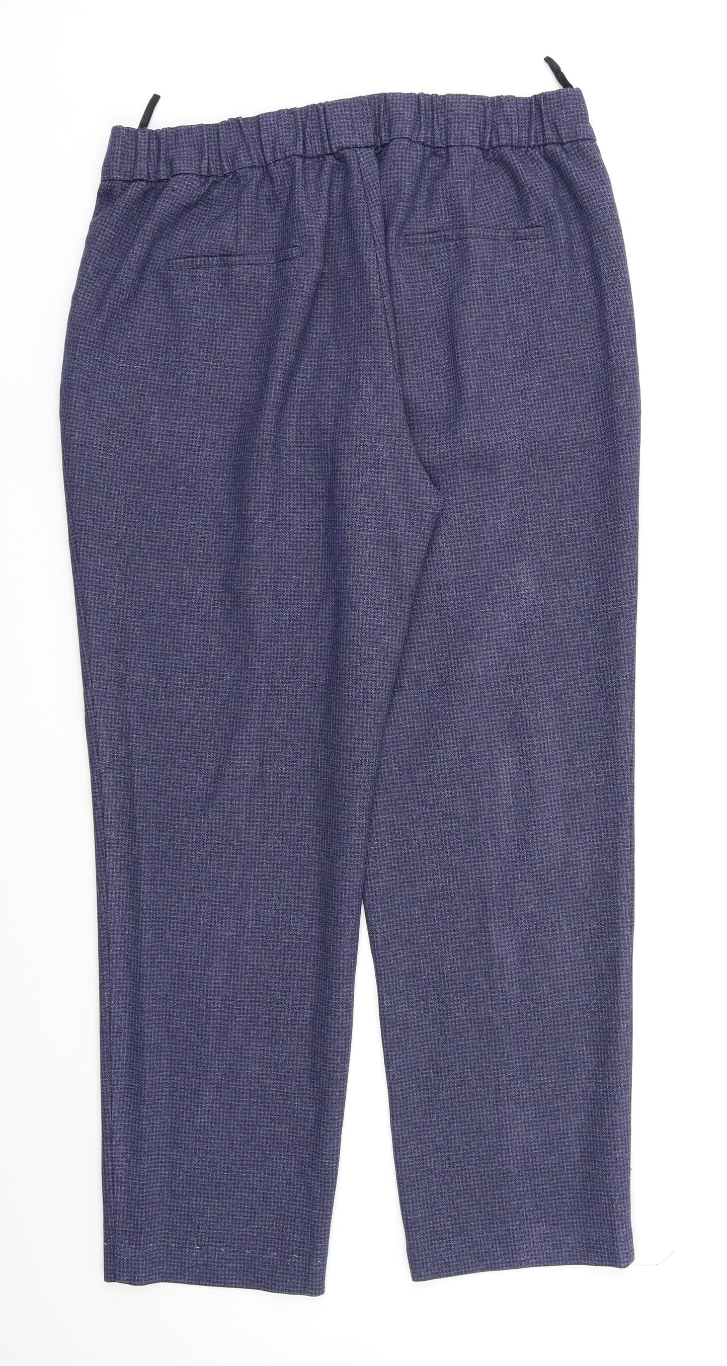 M&S Womens Blue Check  Trousers  Size 16 L25 in