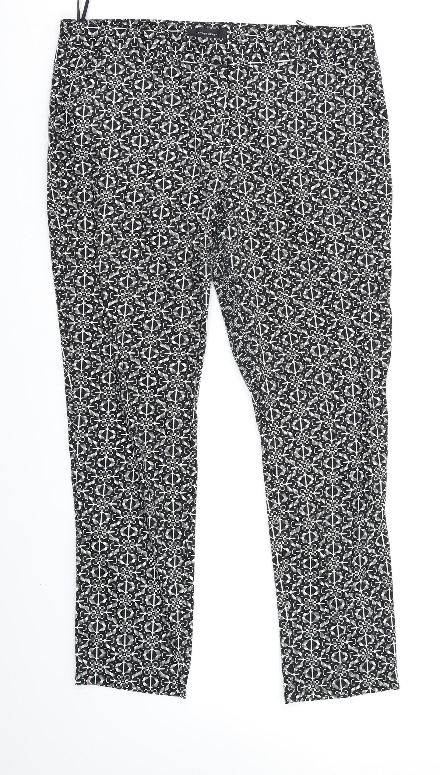 Atmosphere Womens Black Geometric  Trousers  Size 12 L28 in