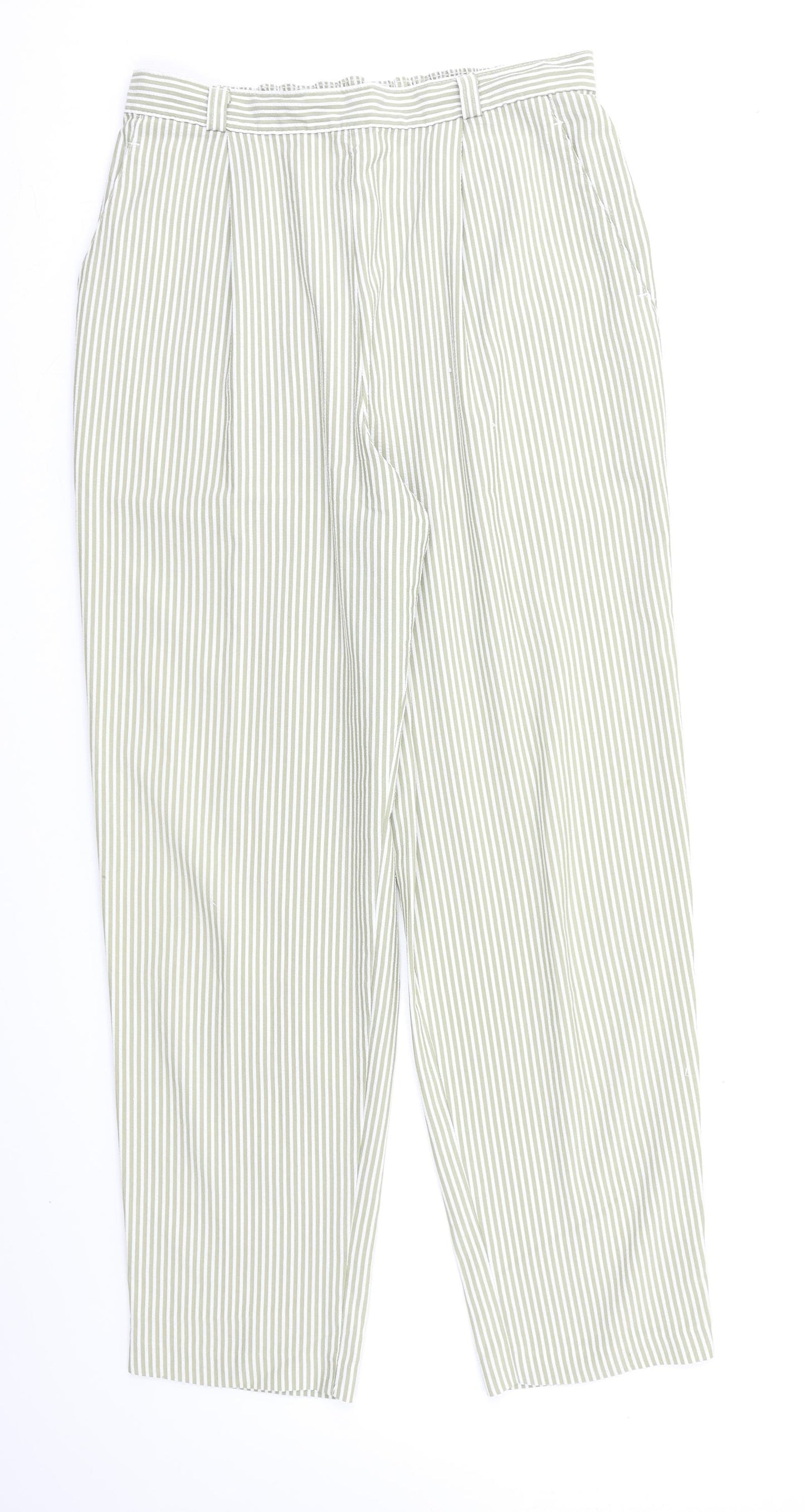 St Michael Womens Green Striped  Trousers  Size 16 L28 in