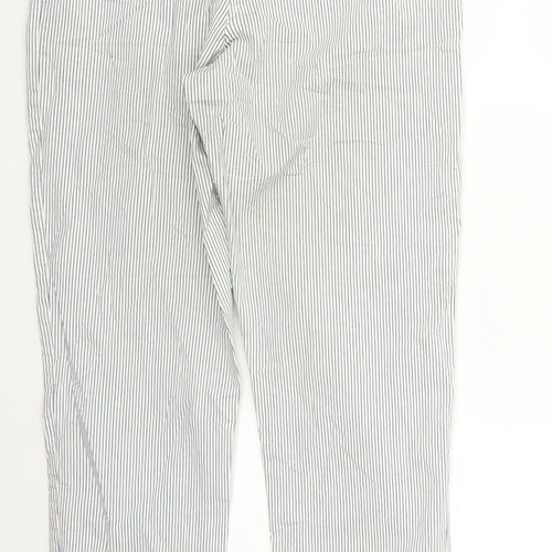 m&s Womens White Striped  Trousers  Size 10 L26 in
