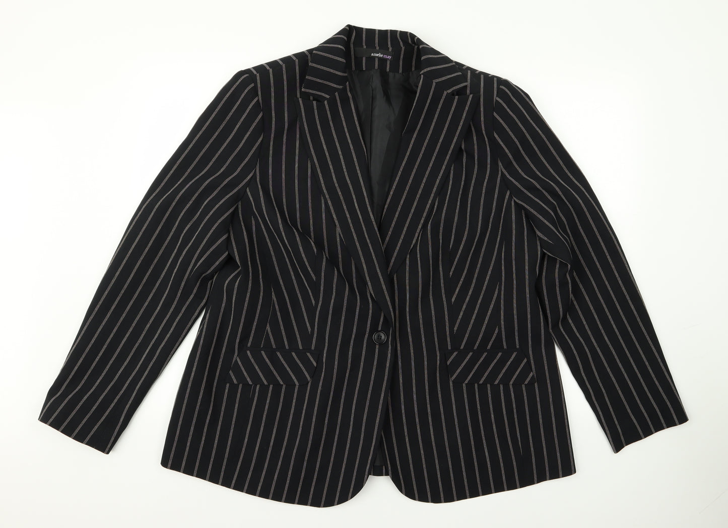amilie may Womens Black Striped  Jacket  Size M