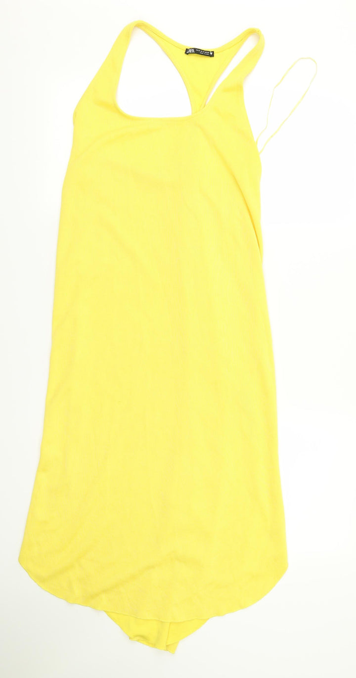 Zara Womens Yellow Rayon T-Shirt Dress Size M