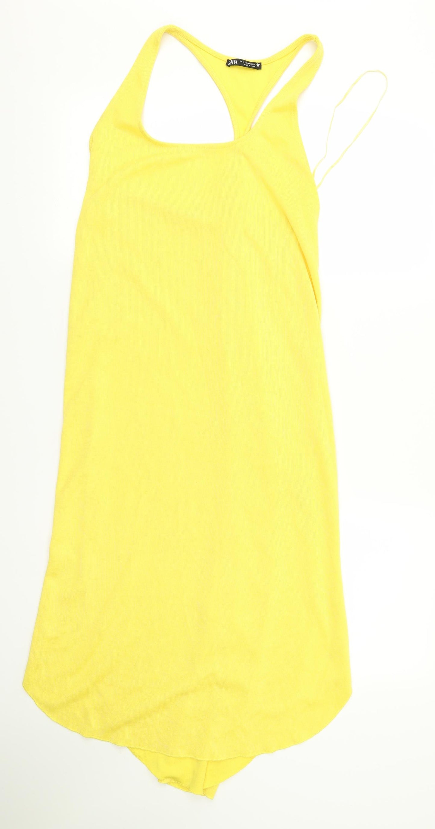 Zara Womens Yellow  Rayon T-Shirt Dress  Size M