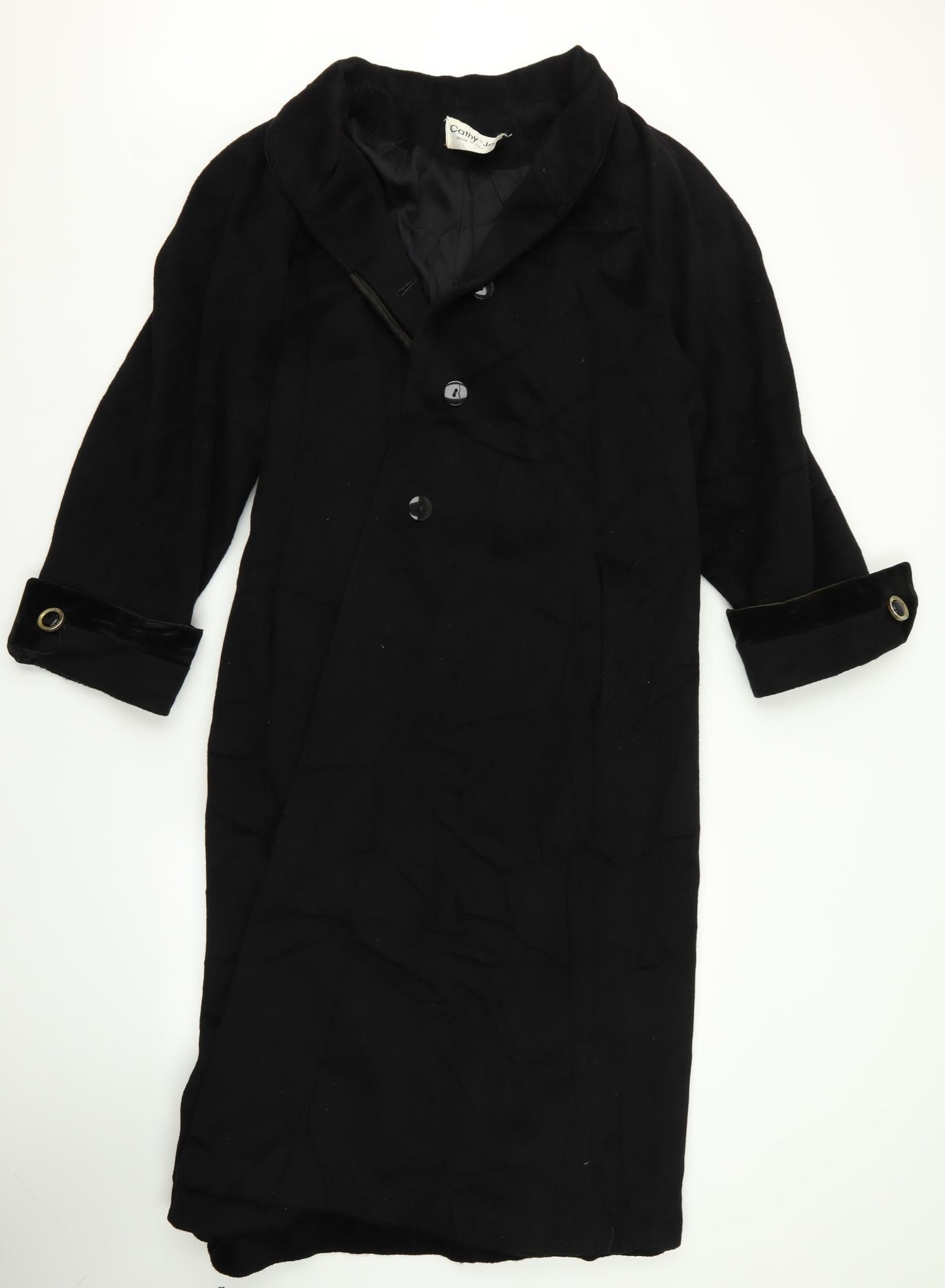 kathy joe Womens Black   Overcoat Jacket Size 2XL