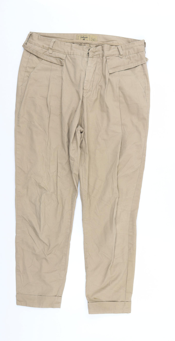 Sakura Womens Beige   Chino Trousers Size 14 L28 in